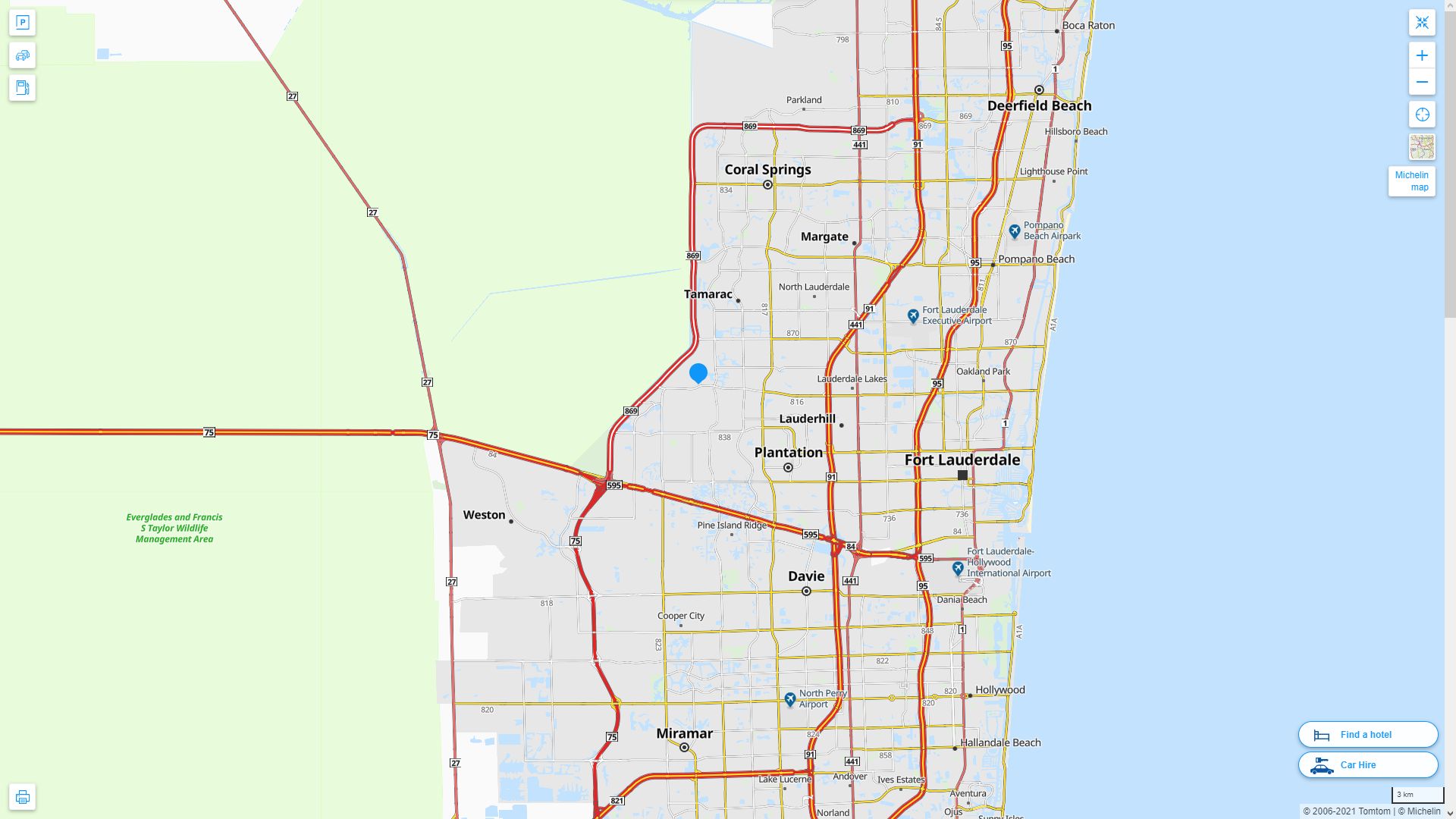 Sunrise Florida Highway and Road Map